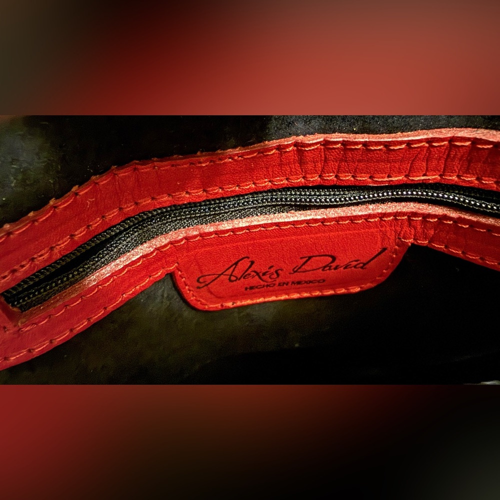 Alexis David Red Tooled Leather Shoulder Bag in Red the Sophia Dote Collective - Picture 2 of 7